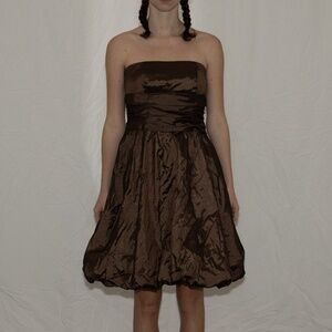 y2k bubble hem midi dress brown size 10 david's bridal